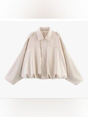 CICYBELL Neutral Cream Balloon-Hem Bomber Jacket Size XL NWT